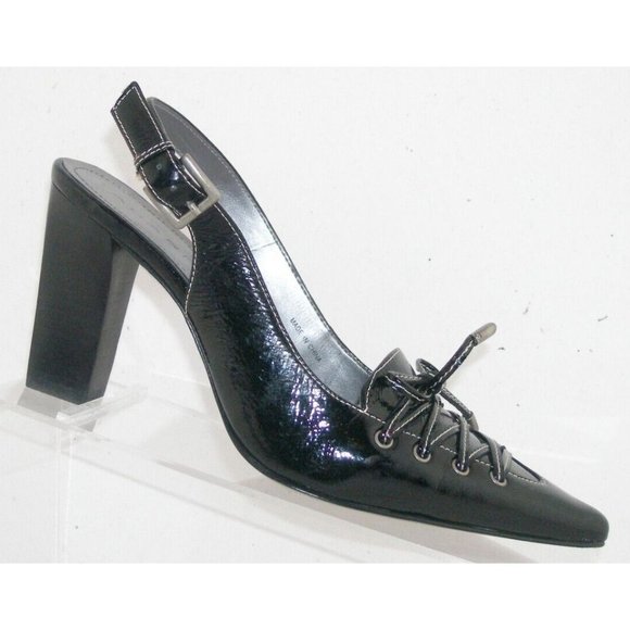 Tahari Shoes - Tahari Les black patent leather bow buckle slingback block heels 5M